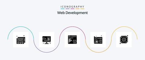 rede desenvolvimento glifo 5 ícone pacote Incluindo . rede. contexto. desenvolvimento. lasca vetor