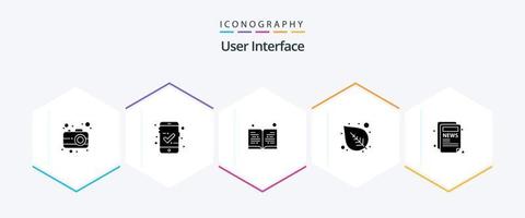 do utilizador interface 25 glifo ícone pacote Incluindo . . ler. notícias. artigo vetor