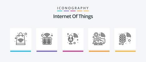 Internet do coisas linha 5 ícone pacote Incluindo banco. inteligente carro. tecnologia. navegação. Wi-fi. criativo ícones Projeto vetor