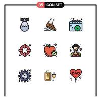 9 criativo ícones moderno sinais e símbolos do refeição maçã calendário bóia salva-vidas seguro editável vetor Projeto elementos