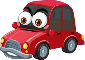 personagem de desenho animado de carro vintage vermelho com expressão facial em fundo branco vetor
