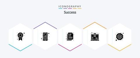 sucesso 25 glifo ícone pacote Incluindo verificado. medalha. móvel. distinção. marca vetor