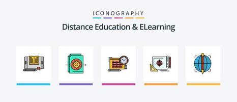 distância Educação e elearning linha preenchidas 5 ícone pacote Incluindo foco. lâmpada. lâmpada. sucesso. Programas. criativo ícones Projeto vetor