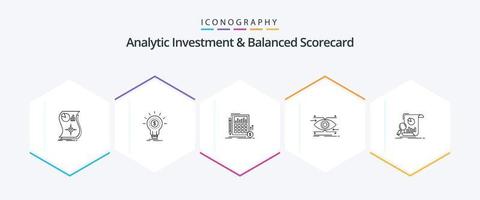 analítico investimento e equilibrado tabela de desempenho 25 linha ícone pacote Incluindo foco. atenção. dinheiro. mercado. financeiro vetor