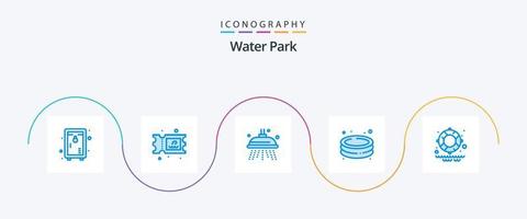 água parque azul 5 ícone pacote Incluindo . água. parque. salva-vidas. parque vetor
