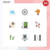 Móvel interface plano cor conjunto do 9 pictogramas do Natal construção dardos Construir idéia editável vetor Projeto elementos