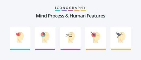 mente processo e humano características plano 5 ícone pacote Incluindo imaginaton. alvo. mental mudar. precisão. seta. criativo ícones Projeto vetor