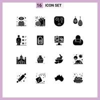 universal ícone símbolos grupo do 16 moderno sólido glifos do empregado habilidades face Comida Páscoa editável vetor Projeto elementos