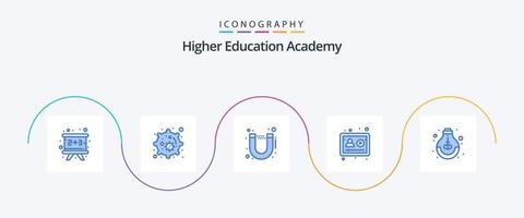 Academia azul 5 ícone pacote Incluindo escola. crescimento. linha de fluxo. Educação. perfil vetor