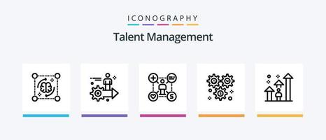 talento gestão linha 5 ícone pacote Incluindo engrenagem contexto. roda. carreira. seta. criativo ícones Projeto vetor