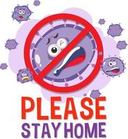 por favor, fique em casa, fonte com sinal de parar vírus vetor