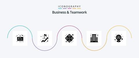 o negócio e trabalho em equipe glifo 5 ícone pacote Incluindo recursos. humano. Usuários. hora Centro vetor