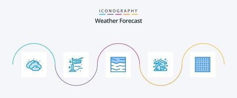 clima azul 5 ícone pacote Incluindo . confusão. mar. névoa. clima vetor