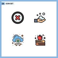 4 criativo ícones moderno sinais e símbolos do básico hospedagem servidor limpeza lavar maçã Educação editável vetor Projeto elementos