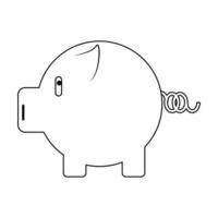 símbolo de poupança de dinheiro do cofrinho isolado em preto e branco vetor