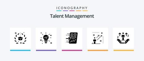 talento gestão glifo 5 ícone pacote Incluindo estrela. do utilizador. solução. gráfico. relatório. criativo ícones Projeto vetor