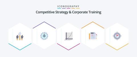 competitivo estratégia e corporativo Treinamento 25 plano ícone pacote Incluindo plano. negócios. mais baixo. meta. curva vetor