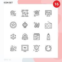 grupo do 16 esboços sinais e símbolos para lanterna interface dinheiro favorito Internet editável vetor Projeto elementos