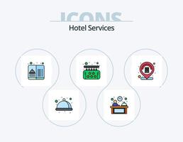 hotel Serviços linha preenchidas ícone pacote 5 ícone Projeto. Prêmio. trancar. serviço. cartão de acesso. porta vetor