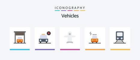 veículos plano 5 ícone pacote Incluindo transporte. estrada de ferro. transporte. trilho. elétrico. criativo ícones Projeto vetor