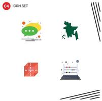 4 plano ícone conceito para sites Móvel e apps bate-papo Informática texto Bangladesh jogos editável vetor Projeto elementos