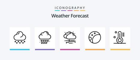 clima linha 5 ícone pacote Incluindo lua. nuvem. dia. clima. nuvem. criativo ícones Projeto vetor