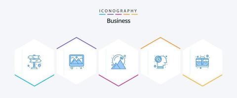 o negócio 25 azul ícone pacote Incluindo apresentação. investimento. alcançou. dólar. cérebro vetor