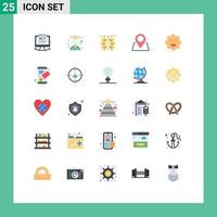 pacote do 25 criativo plano cores do emojis bolacha Comida PIN localização editável vetor Projeto elementos