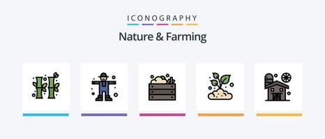 natureza e agricultura linha preenchidas 5 ícone pacote Incluindo trigo. ramo. plantar. cevada. plantar. criativo ícones Projeto vetor