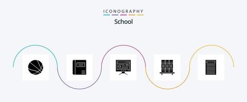 escola glifo 5 ícone pacote Incluindo . Educação. on-line. livro. Educação vetor
