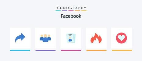 Facebook plano 5 ícone pacote Incluindo coração. fagulha. eu ia. fogo lugar. fogo. criativo ícones Projeto vetor