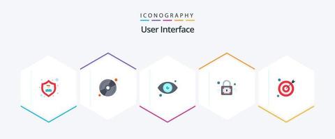 do utilizador interface 25 plano ícone pacote Incluindo . alvo. globo ocular. meta. seguro vetor