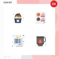 conjunto do 4 vetor plano ícones em rede para Bolinho contrato analytics página acordo editável vetor Projeto elementos