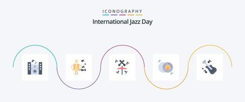 internacional jazz dia plano 5 ícone pacote Incluindo . música. multimídia. instrumento. multimídia vetor