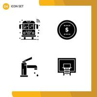 4 criativo ícones moderno sinais e símbolos do ônibus banheiro transporte dólar torneira editável vetor Projeto elementos