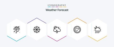 clima 25 linha ícone pacote Incluindo . lua. Sol. clima. nuvem vetor