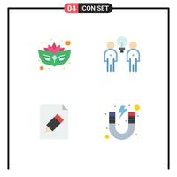 moderno conjunto do 4 plano ícones e símbolos tal Como carnaval editar chuva de ideias equipe Educação editável vetor Projeto elementos