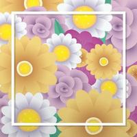 modelo de cartão decorativo floral com moldura quadrada vetor
