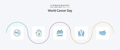 mundo Câncer dia azul 5 ícone pacote Incluindo anunciar. mulher. herbal. fita. Cuidado vetor