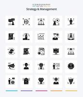criativo estratégia e gestão 25 glifo sólido Preto ícone pacote tal Como contexto. negócios. contexto. estratégia. do utilizador vetor