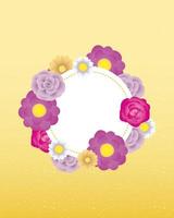 modelo de cartão decorativo floral com moldura circular