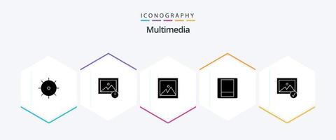 multimídia 25 glifo ícone pacote Incluindo . . cenário. selecionado. imagem vetor