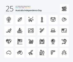 Austrália independência dia 25 linha ícone pacote Incluindo sydney. australiano. esporte. Austrália. árvore vetor