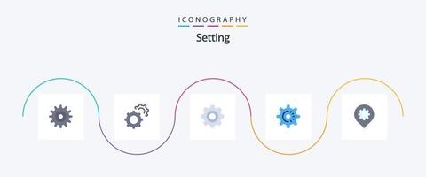 configuração plano 5 ícone pacote Incluindo mapa. contexto. engrenagem. engrenagem. configuração vetor