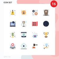 16 do utilizador interface plano cor pacote do moderno sinais e símbolos do computador ataque rede dia das Bruxas morte editável pacote do criativo vetor Projeto elementos