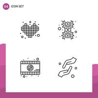 conjunto do 4 moderno ui ícones símbolos sinais para concorrência vídeo tetris dinheiro Cuidado editável vetor Projeto elementos