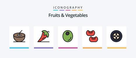 frutas e legumes linha preenchidas 5 ícone pacote Incluindo Comida. frutas. saudável. fruta. mirtilo. criativo ícones Projeto vetor