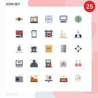 Móvel interface plano cor conjunto do 25 pictogramas do pc dispositivo de Anúncios monitor de mesa exibição editável vetor Projeto elementos