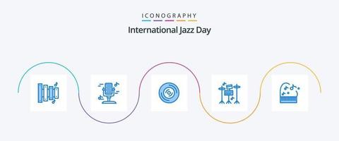 internacional jazz dia azul 5 ícone pacote Incluindo . música. música. Educação. equipamento vetor