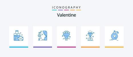 namorados azul 5 ícone pacote Incluindo casado. casamento. beleza. coração. diamante. criativo ícones Projeto vetor